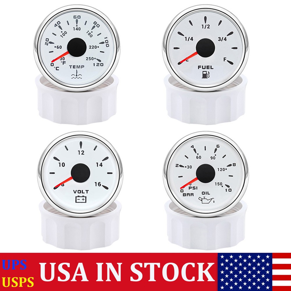 52mm 4-Gauge Set - Fuel, Oil, Water, Volt - Auto Marine US
