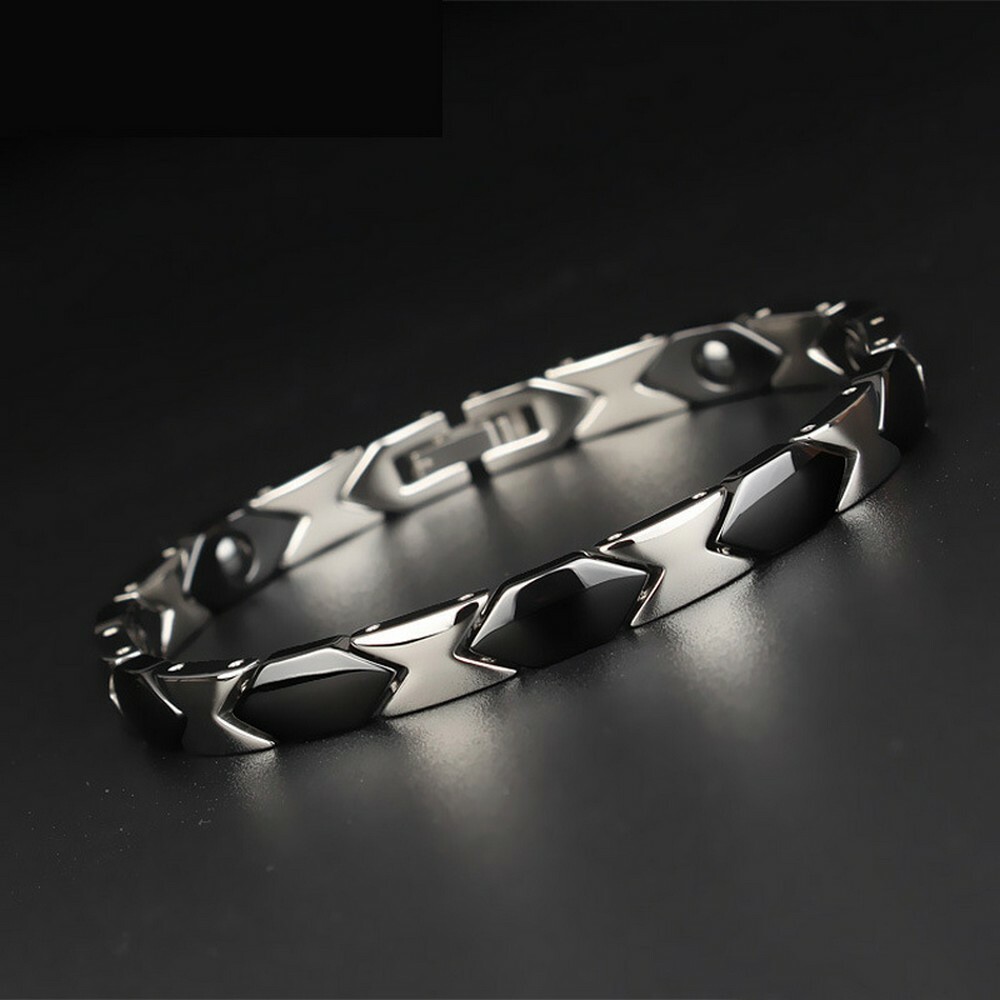 Black Silver Titanium Energy Bracelet Power Magnets Pain Relief for Arthritis