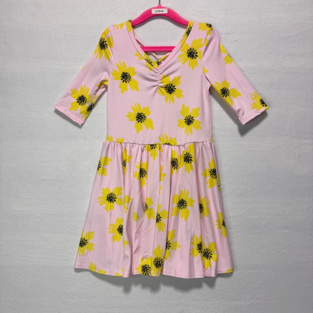 DotDotSmile Pink Sunflower Girls Dress Size 5/6 NWT