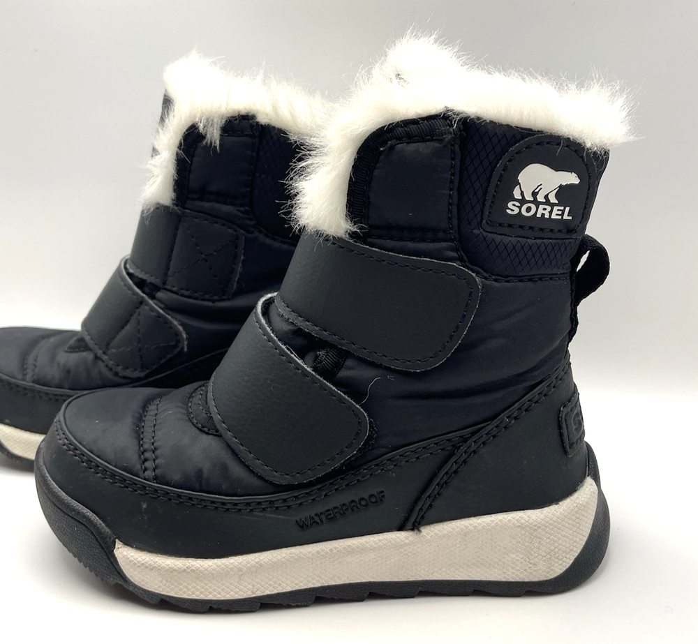 Sorel Whitney II Strap Black Snow Boots Kids Toddler Size 8