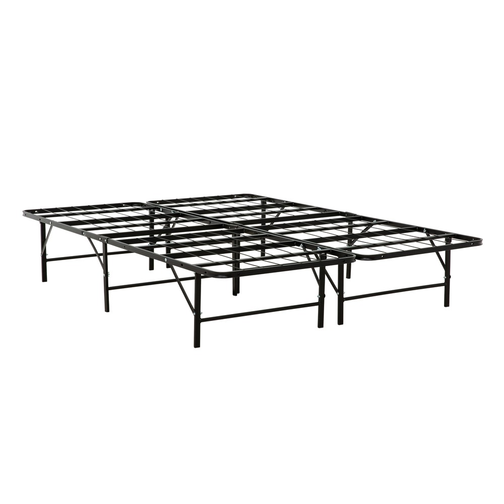 Queen Size Metal Mattress Foundation Bed Frame in Black for Bedroom