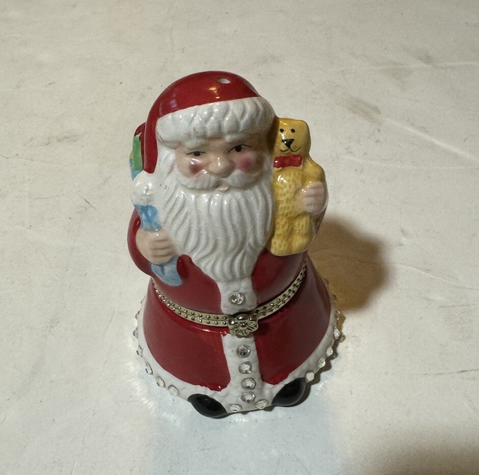 Mr. Christmas Ceramic Music Box Santa Figurine Vintage 4.5 In. Works