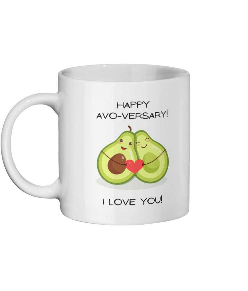 Happy Avo Versary Mug - Cute Anniversary Gift for Couples Who Love Avocados