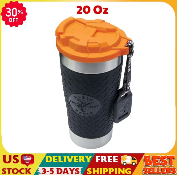 Klein Tools 55580 Stainless Steel Tumbler, 20 Oz. Insulated Vacuum Mug with Flip
