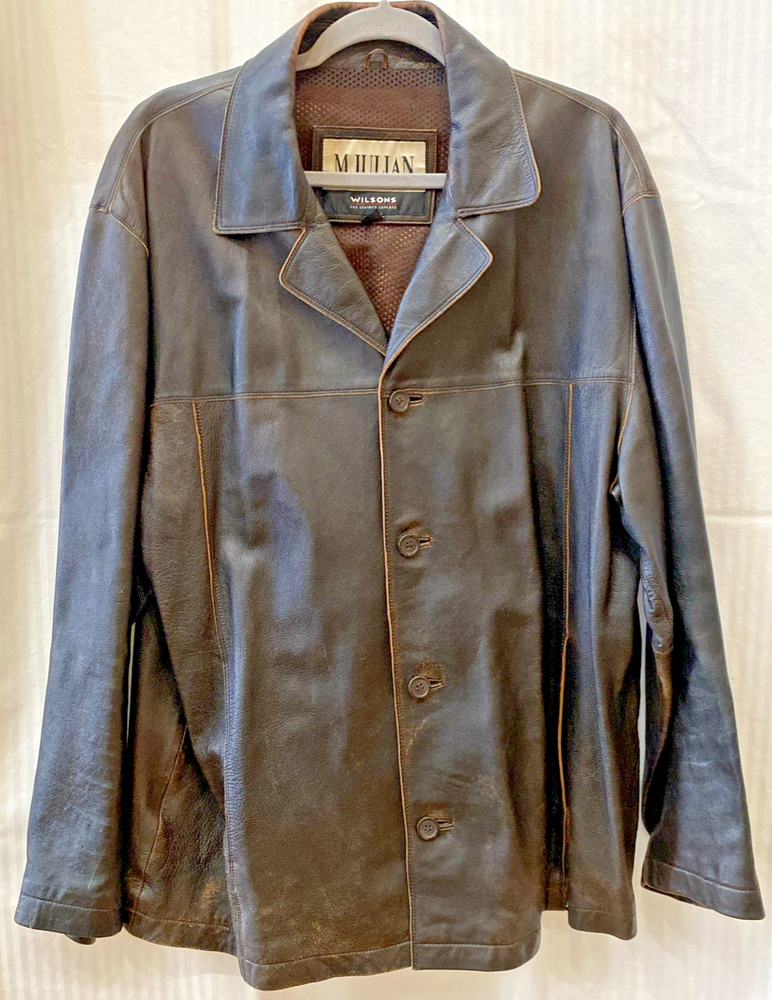 Vintage Wilsons Leather  M. Julian Mens Distressed Leather Jacket Car Coat Sz L