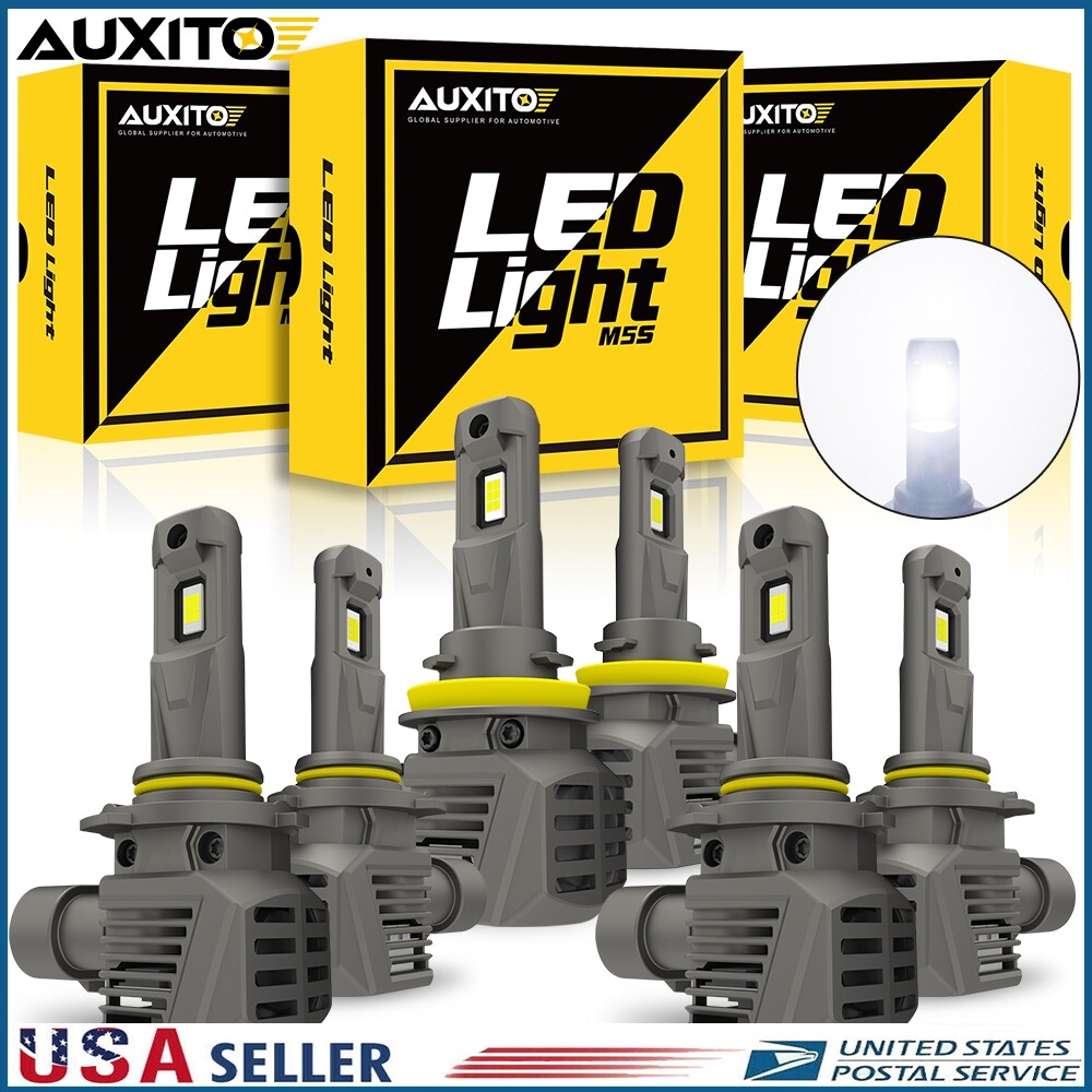 2Pairs Auxito H11 9005 LED Headlights High Low Beam Bulbs 240W 6500K White Combo
