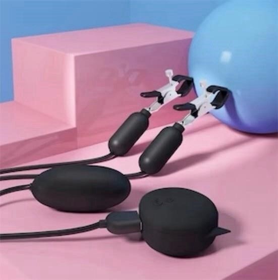 Vibrating egg Charging Metal Nipples Clamp Clitoris Clips Labia Vibrator Breast