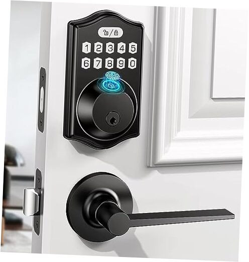 Smart Keyless Entry Deadbolt with Handle Set - Front Door Lock