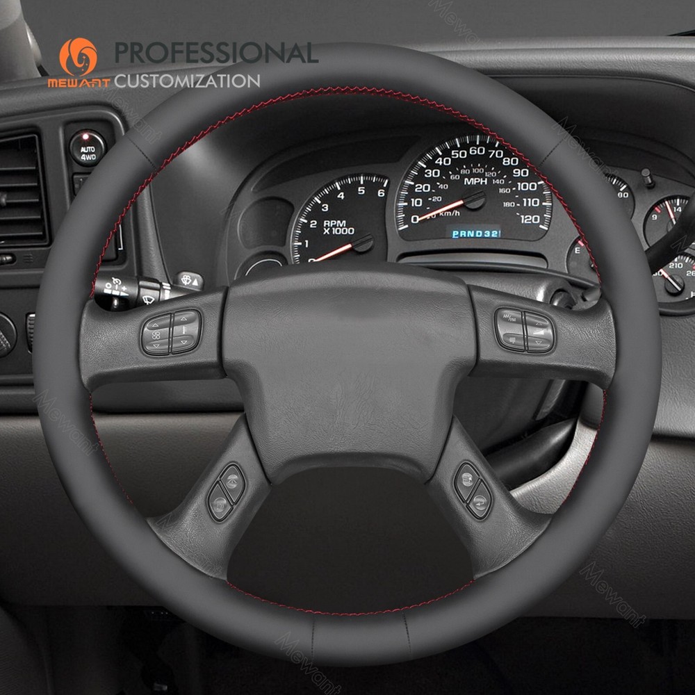 Non-slip DIY Leather Steering Wheel Cover for Chevy Silverado 2003-2007