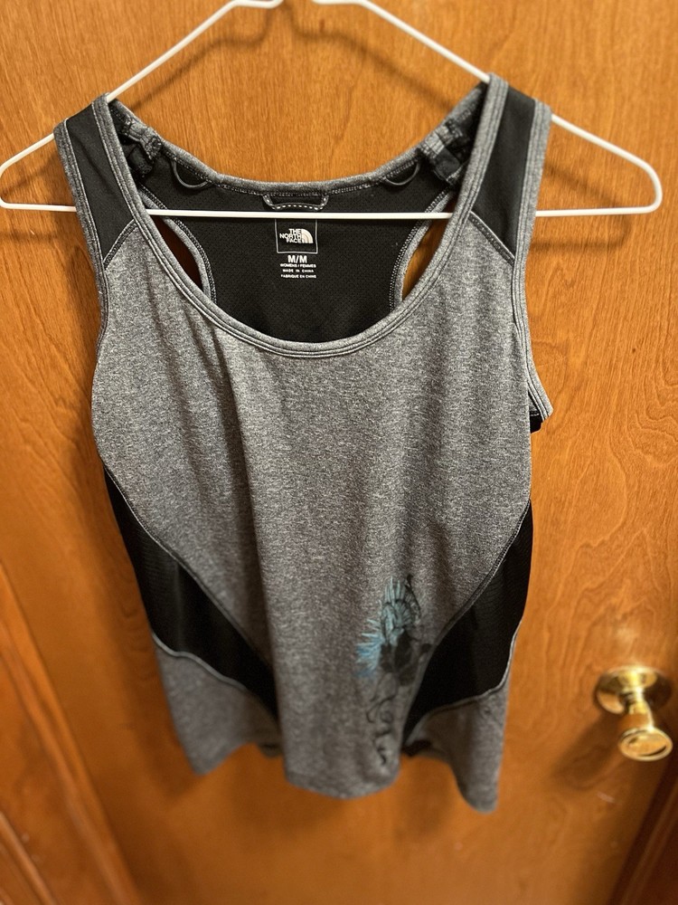 North Face Grey Black Graphic Tank Top Womens Medium Activewear