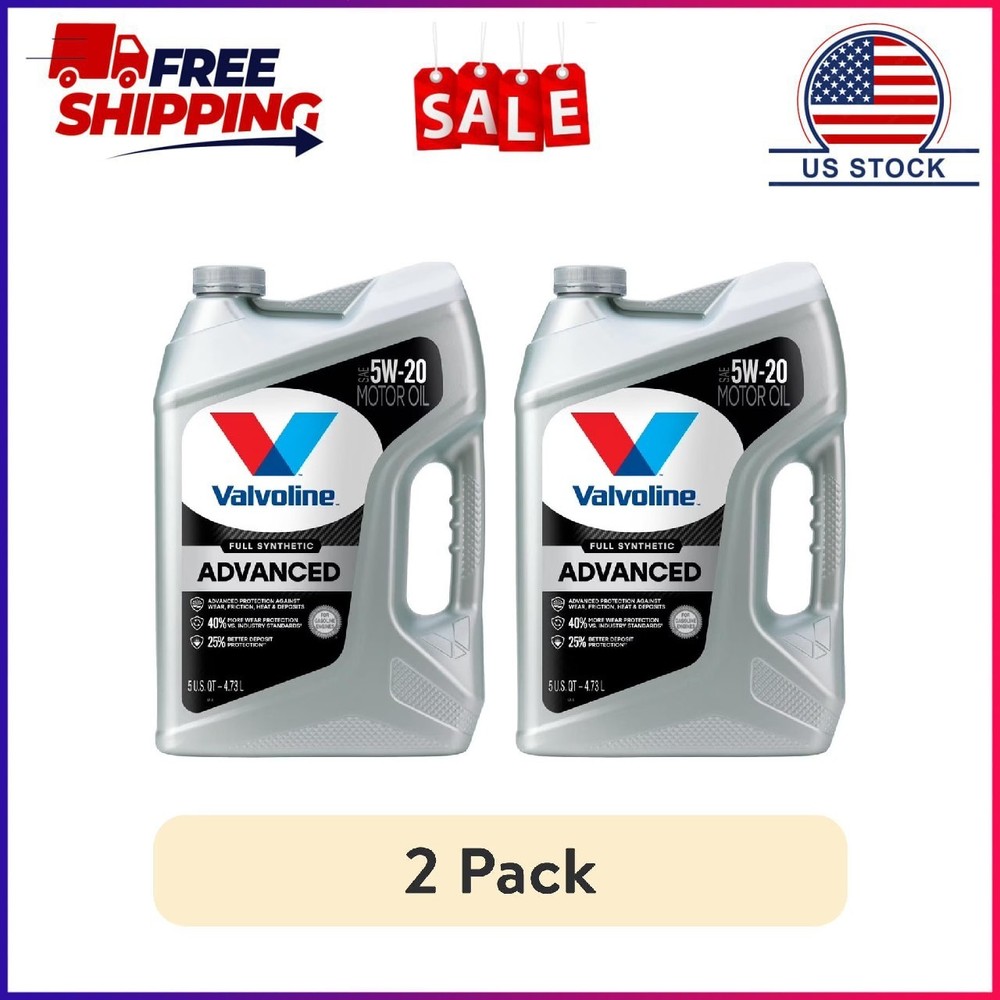 (2 pack) Valvoline Advanced Full Synthetic 5W-20 Motor Oil 5 QT