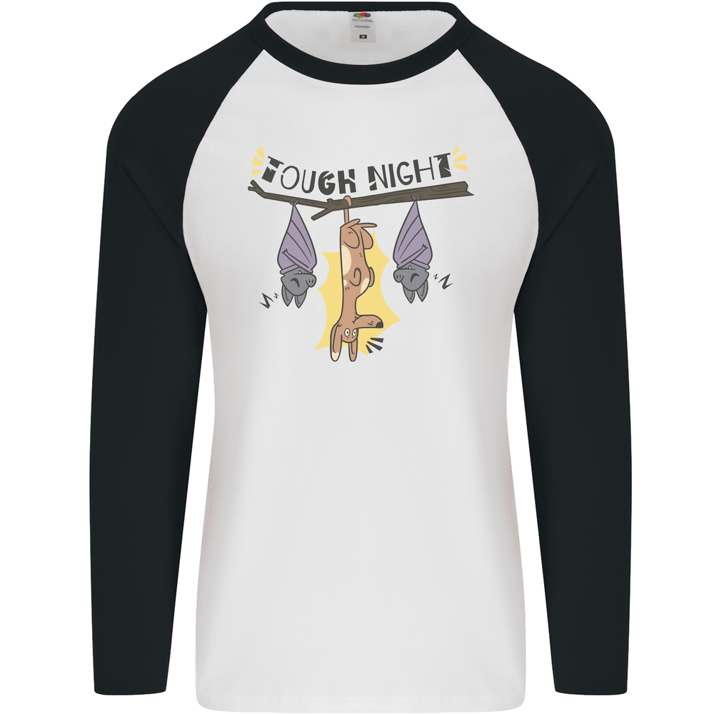 Tough Night Funny Dog Bat Hangover Alcohol Beer Mens L/S Baseball T-Shirt