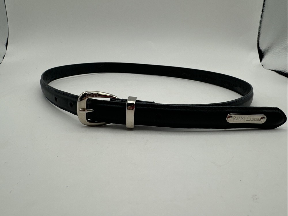 Women's Ralph Lauren Genuine Leather Belt Navy Blue 34