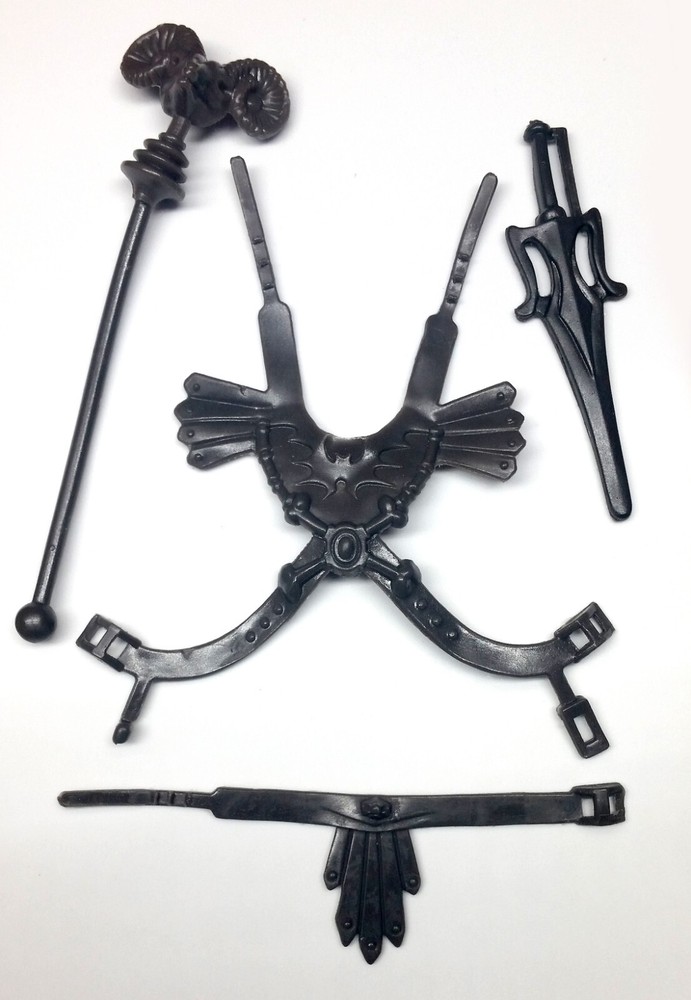 Vintage MOTU Masters Universe Leo Skeletor Armor Belt Staff Sword Reproduction Presale-image