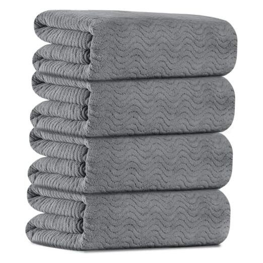 Luxury Oversized Gray Bath Towel Set - 4 Piece Soft & Absorbent