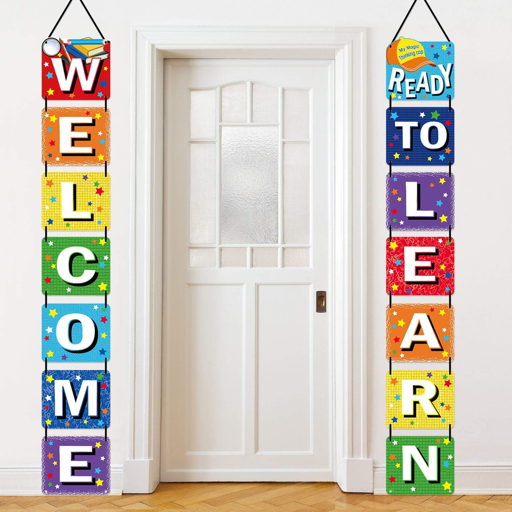 Back to School Welcome Banner Ready to Learn Classroom Door Party Decor Sign Set-image