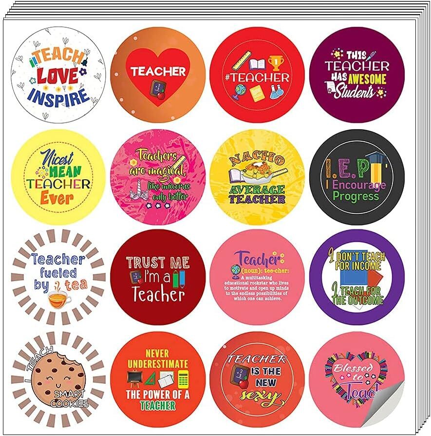 20-Pack I Am a Teacher Stickers - 16 Fun Designs per Set  