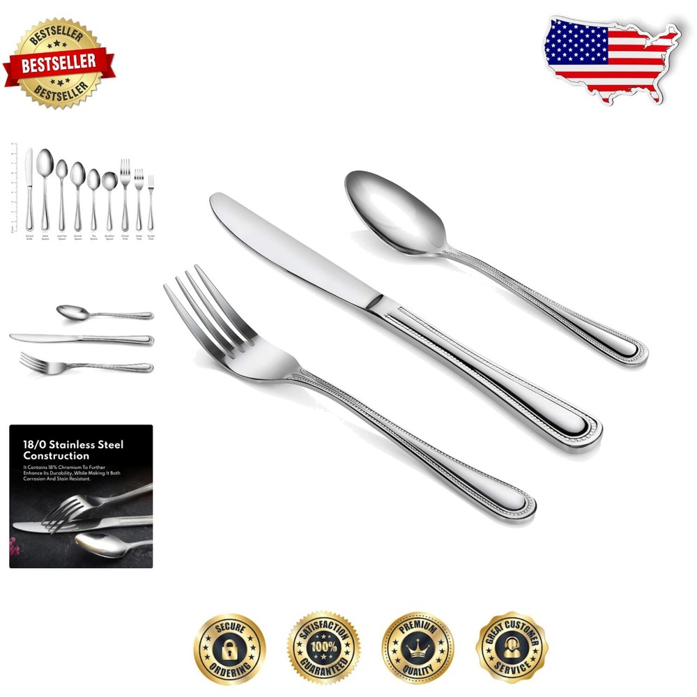 Timeless Bead Pattern Stainless Steel Cutlery Set - 36 Pieces for Dining Delight
