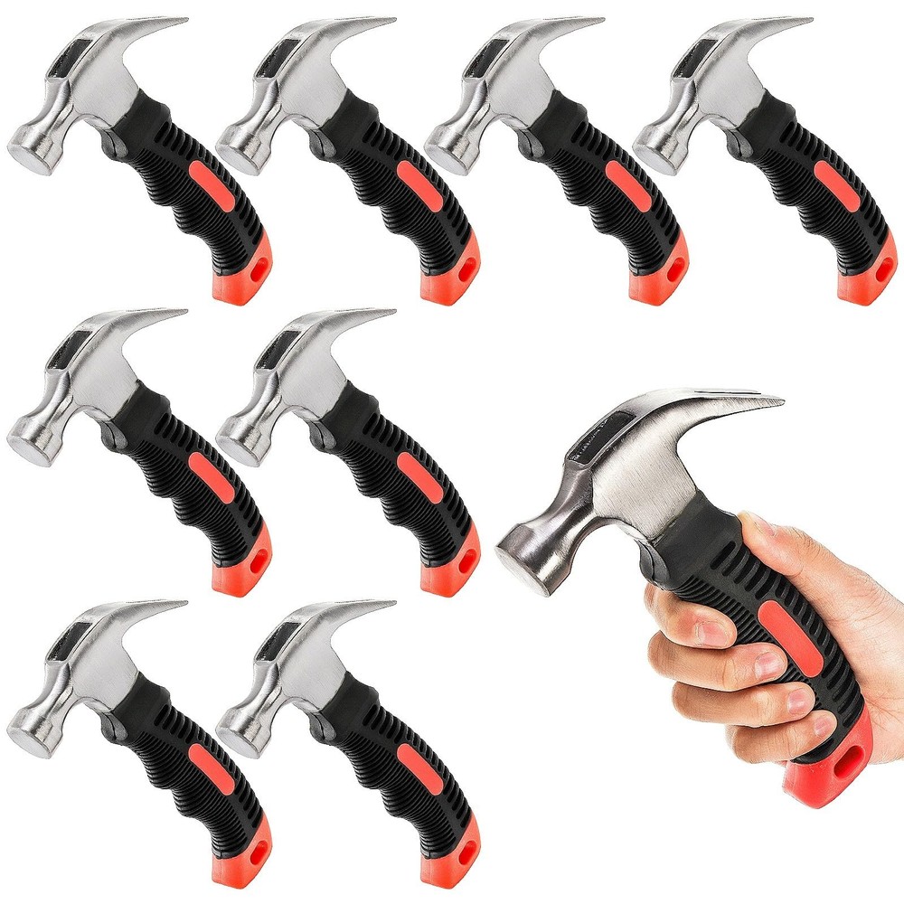 8 Pack 12 oz Small Hammer Tool, Mini Claw Hammer with Soft , Stubby Hammer, C...