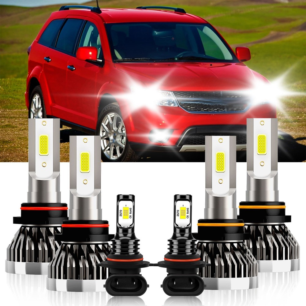 LED Headlight High Low+Fog light Bulbs Super Bright For Dodge Journey 2009-2009