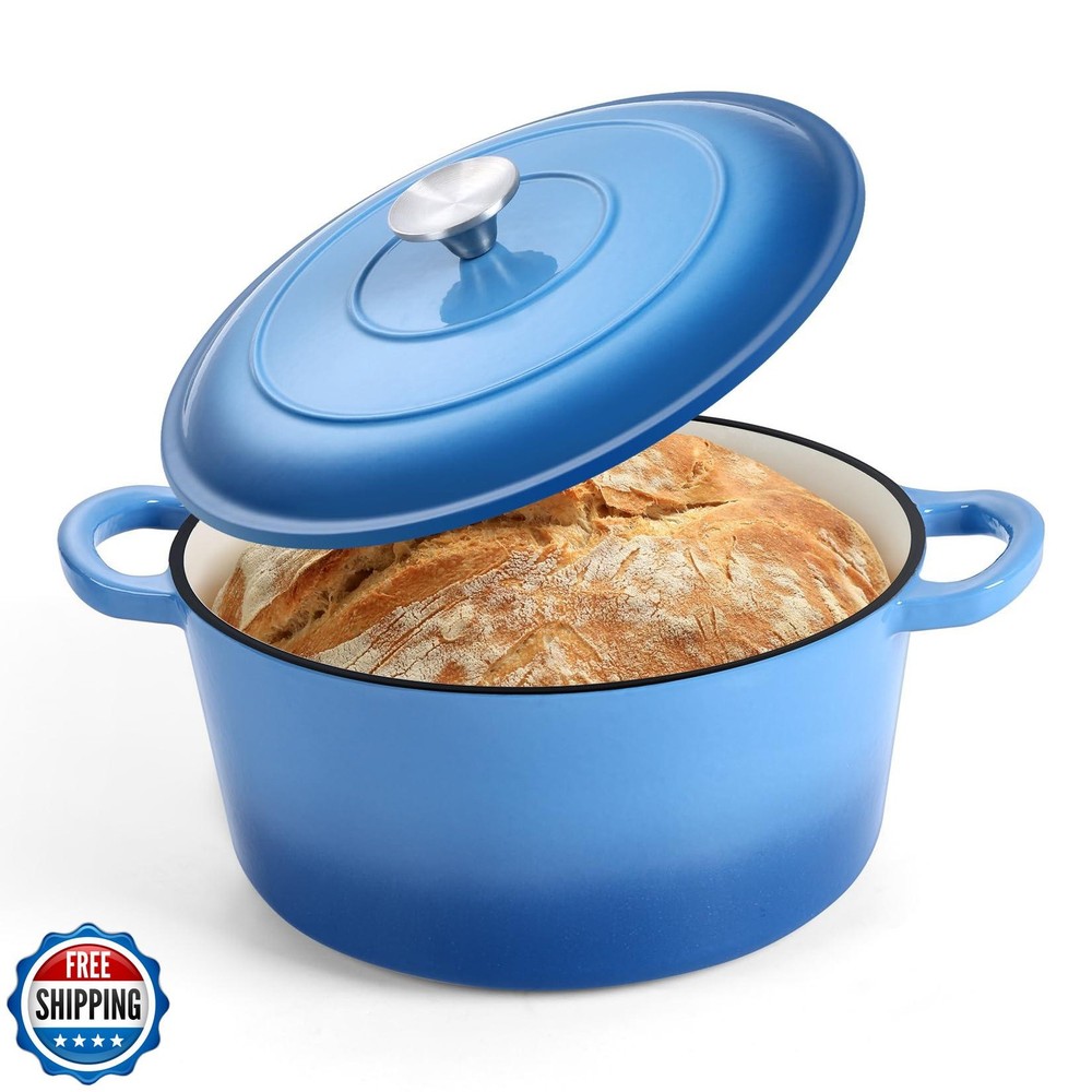 PandP CHEF Enameled Cast Iron Dutch Oven Pot with Lid for Baking Bread