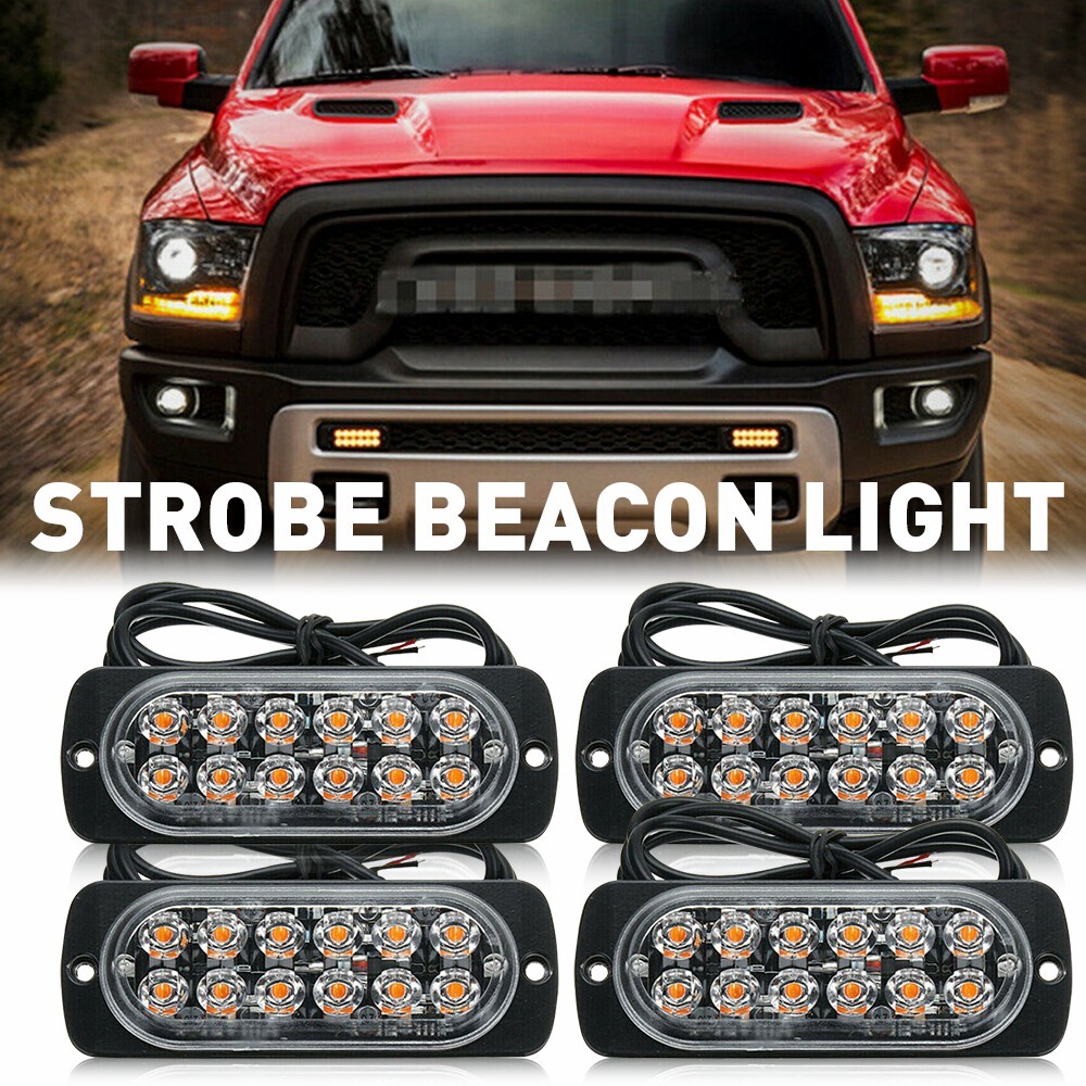 LED Amber Hazard  Beacon Dash Flash Strobe Light Bar Foglights