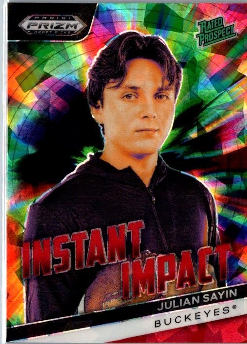 2024 Panini Prizm Draft Picks Julian Sayin #II-JS Instant Impact Red Ice Prizm Football Card