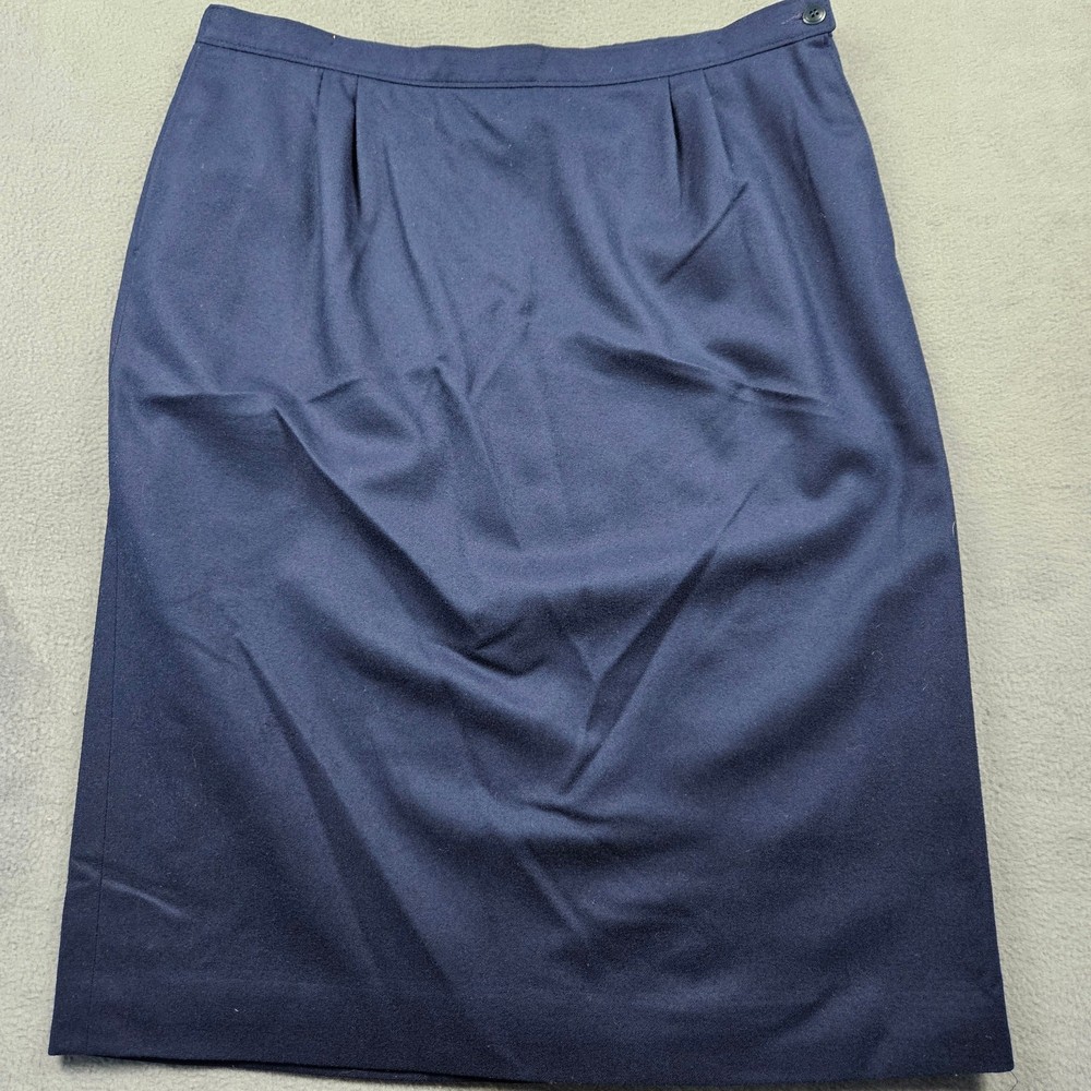 Vintage Wool Skirt Pendleton Size 18 Navy Blue A-Line Career 90s USA