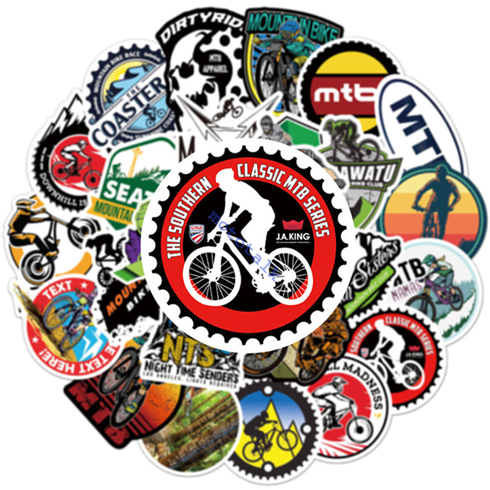 50Pcs Mountain Bike cartoon Vinyl Decals Lot For Helmet Skateboard Laptop Guitar