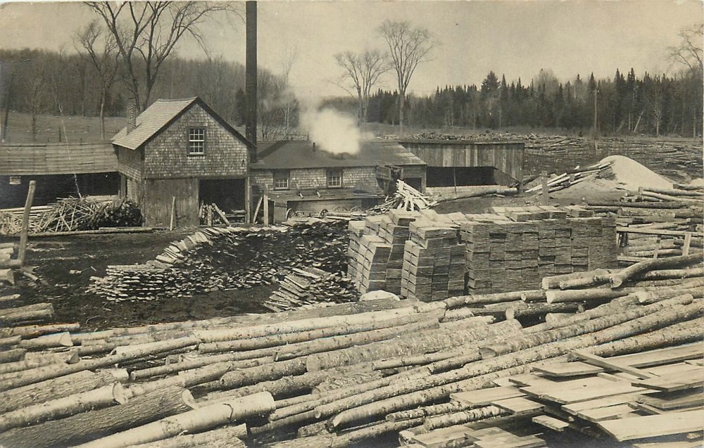 1908 Skowhegan Maine Lumber sawmill occupation RPPC Postcard 25-2360