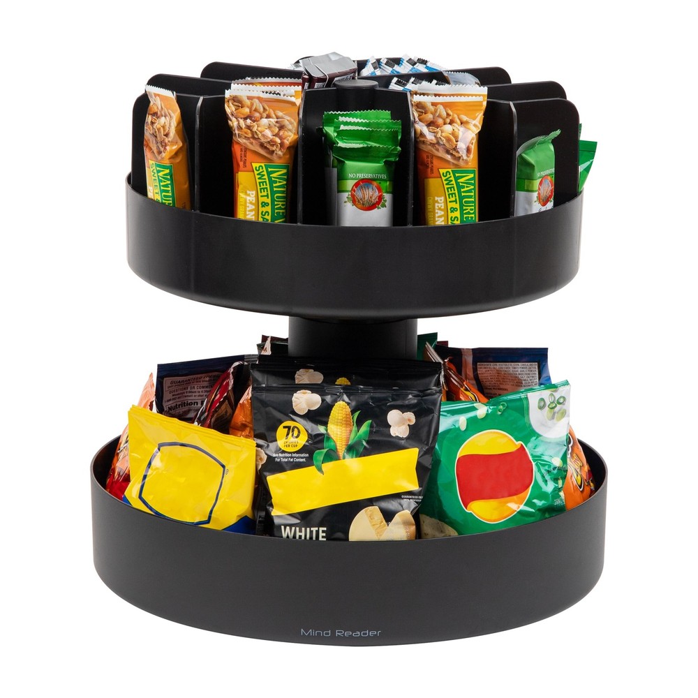 2-Tier Snack Carousel Countertop Organizer Snack Tray Breakroom Kitchen