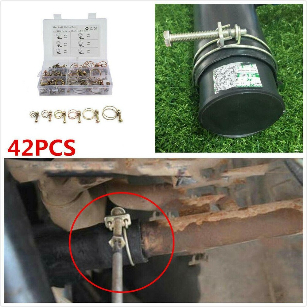 42Pcs Adjustable Type Color Galvanized Iron Wire Hose Clamp Fit For Car Trains