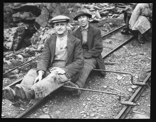 Two quarrymen from the Craig Ddu slate quarries near Blaenau Ffest- Old Photo