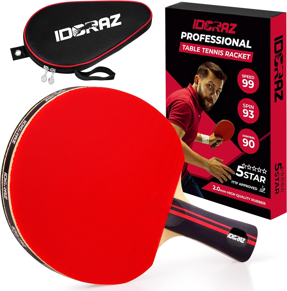 Ping Pong Paddle Professional Racket - Table Tennis Racket with Carrying Case -