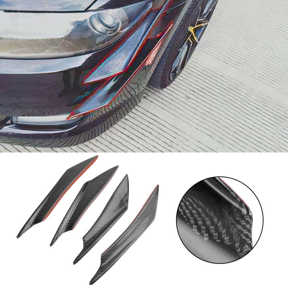4pcs Universal Carbon Fiber Front Bumper Canards Lip Spoiler