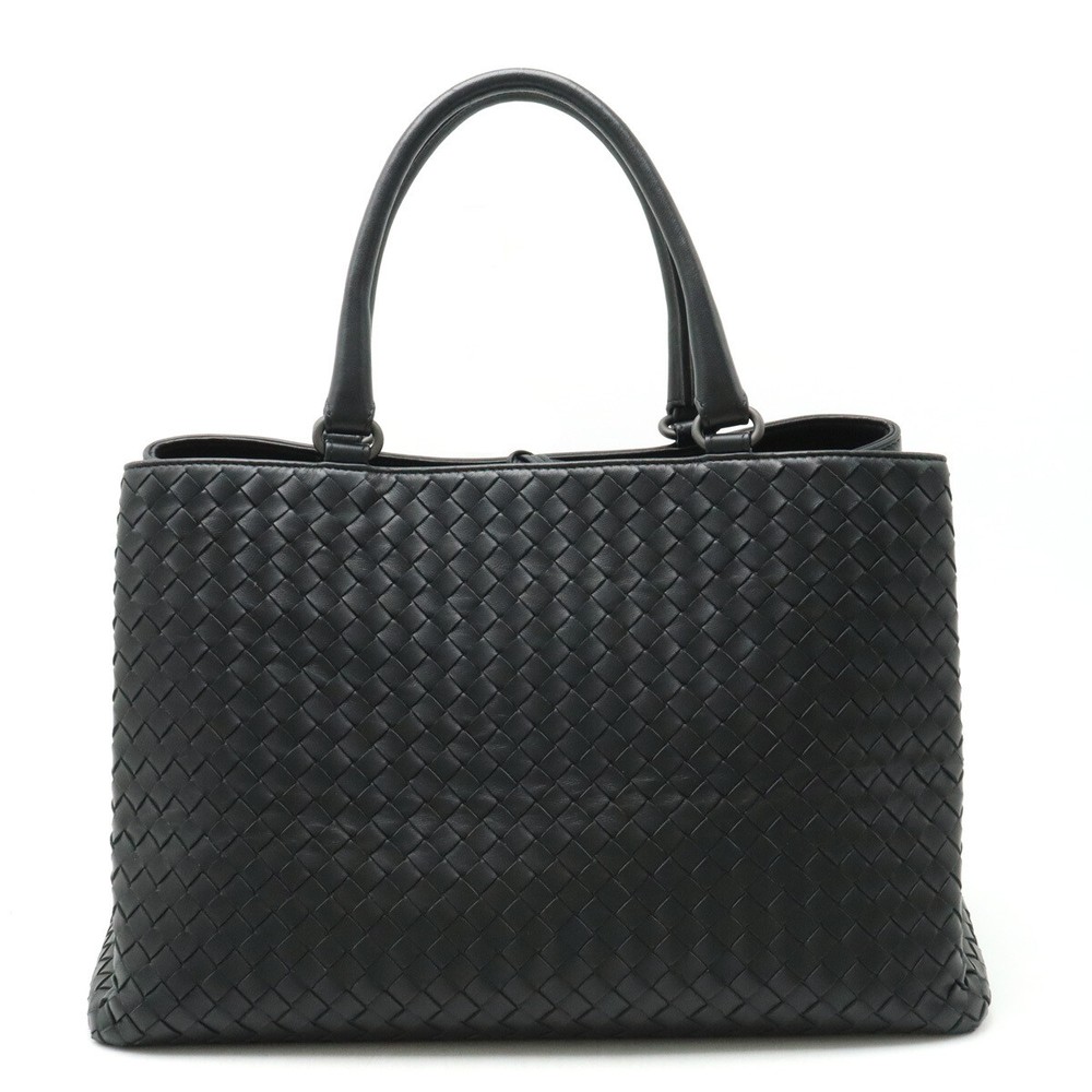 BOTTEGA VENETA Black Leather Intrecciato Tote Bag 223377 965268
