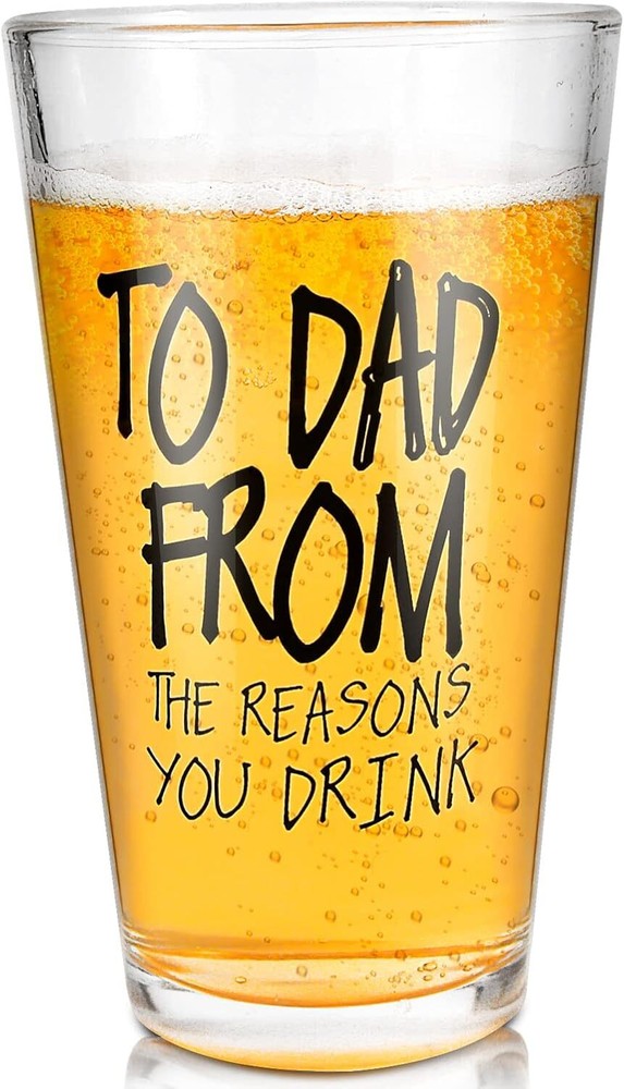 Funny 16 Oz Beer Glass Gift for Dad from Daughter Son or Wife - Perfect Father's Day Present-image