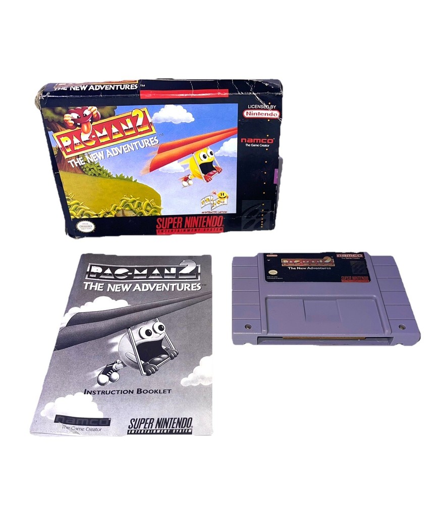 Super Nintendo SNES Pac Man 2 THE NEW ADVENTURES 1994 Original Box Manual