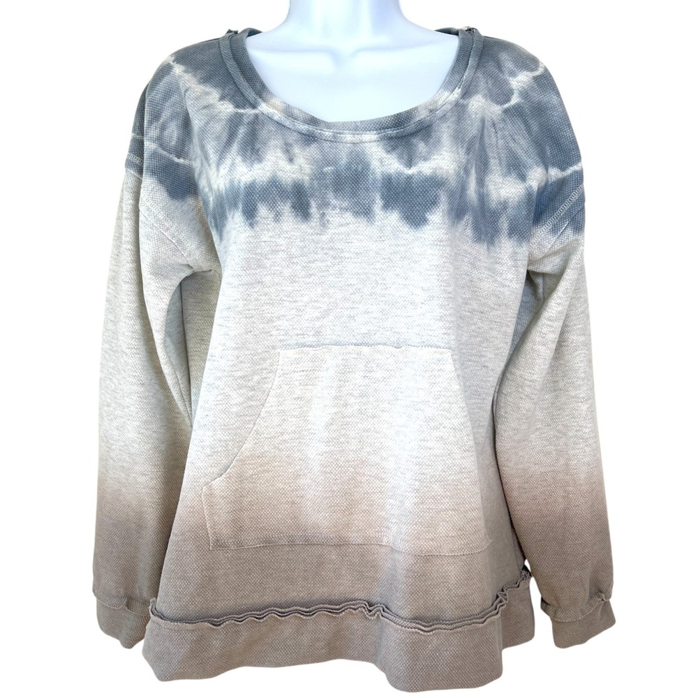 POL Womens Oversized Ombre Tie Dye Waffle Knit Top Size Small Boho Grunge Casual
