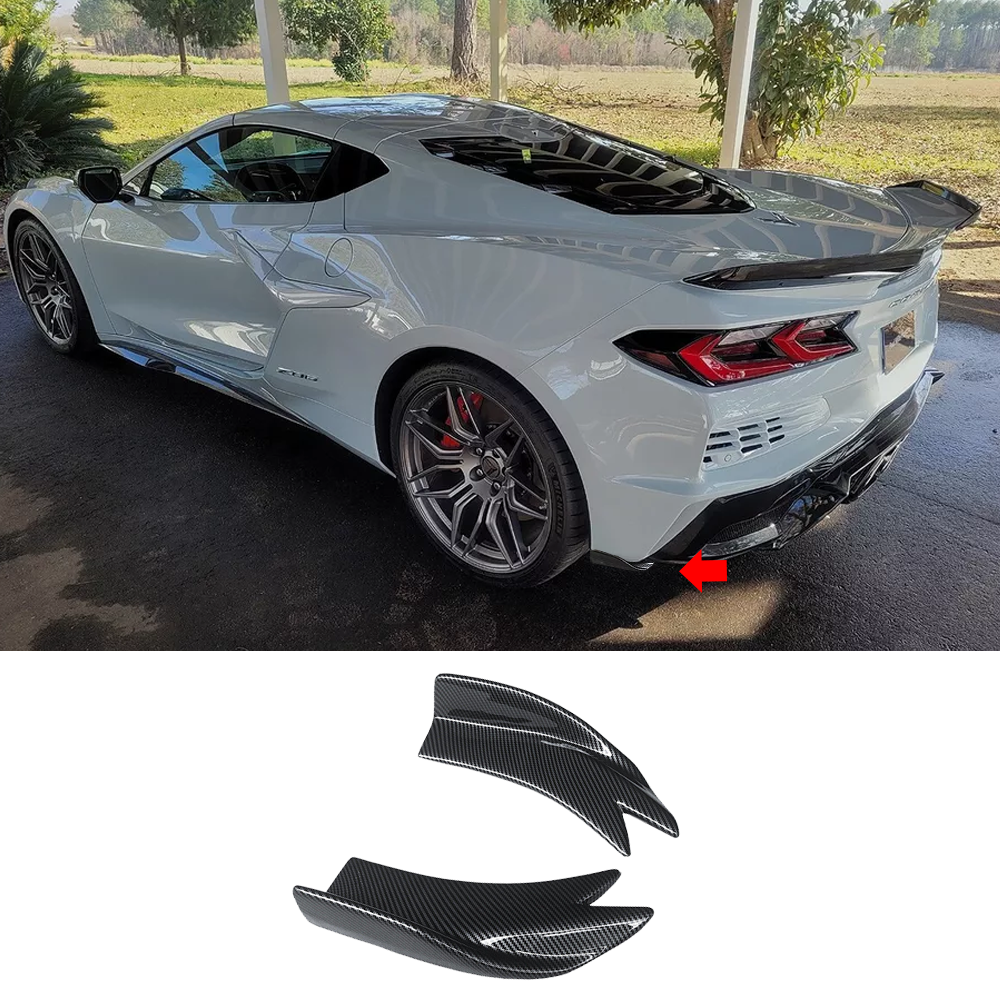 Carbon Fiber Rear Bumper Splitter Diffuser for Corvette C8 - 2-Piece Set