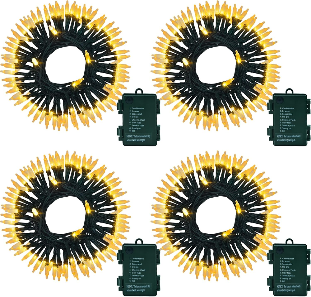 4PACK 16.5Ft 50 LED Battery-Operated Christmas Mini String Lights for Forest Decor