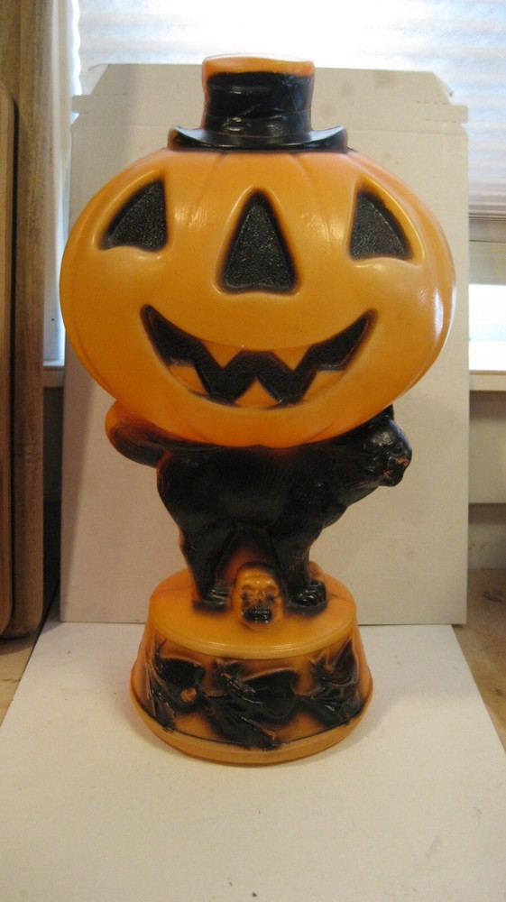 Vintage Empire Halloween Blow Mold Jack O Lantern Witch Black Cat Skull