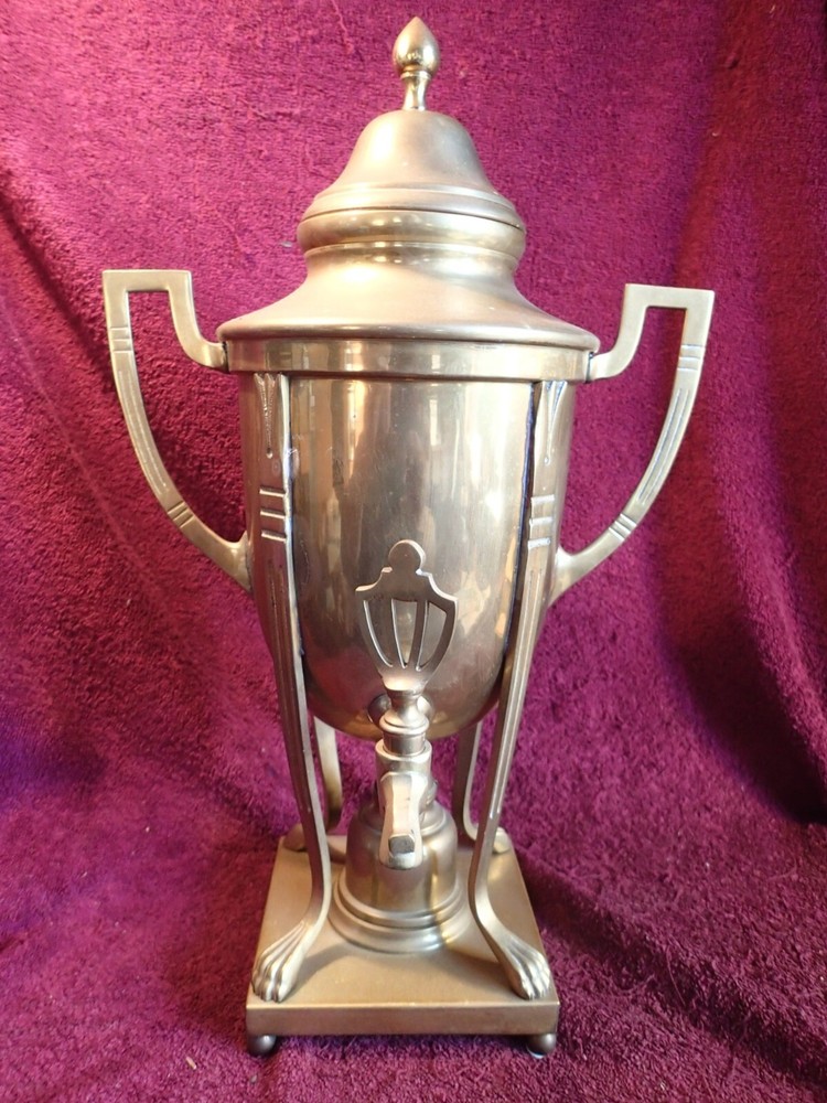 BEAUTIFUL early 1900 VINTAGE ANTIQUE ART NOUVEAU BRASS SAMOVAR  - NICE CONDITION