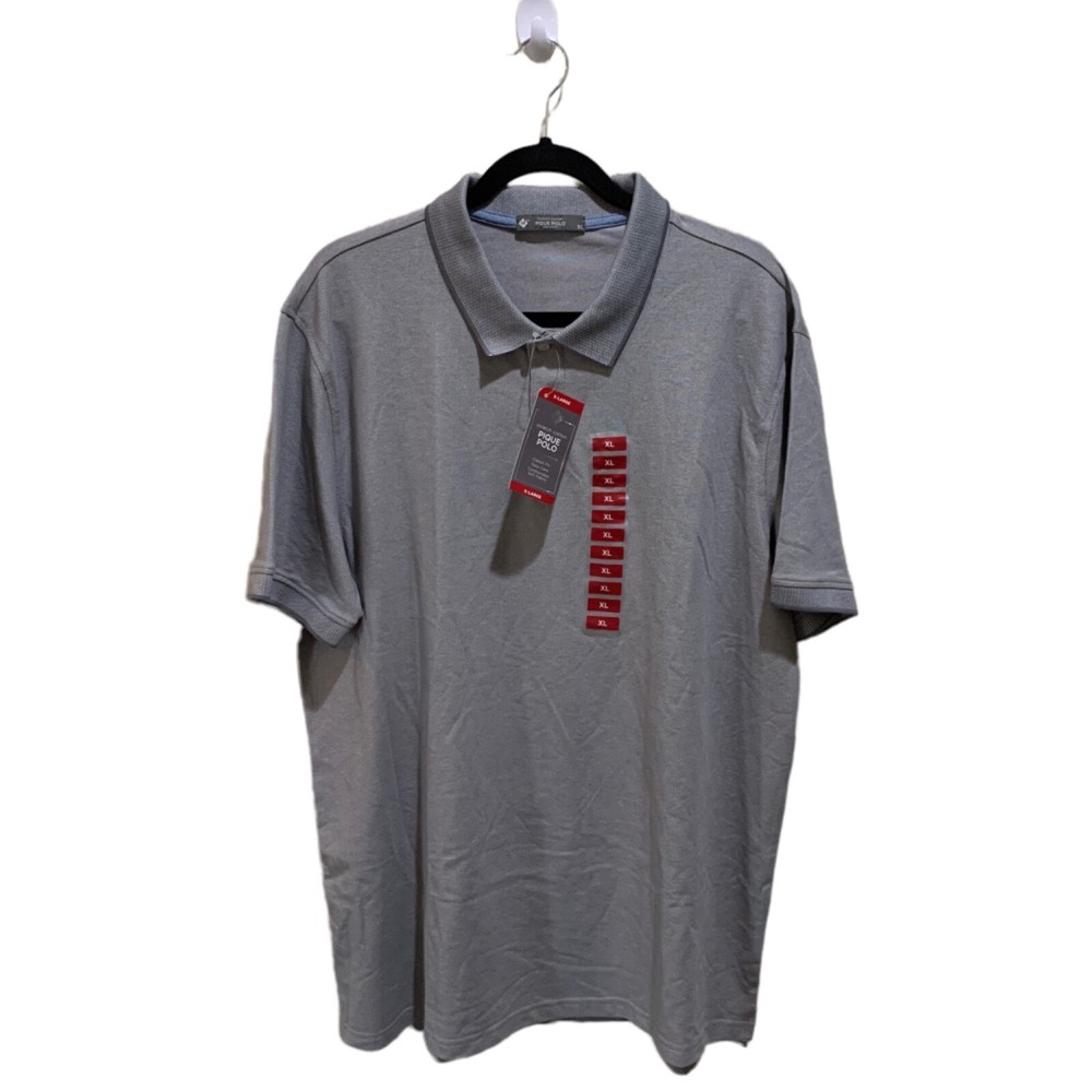 Members Mark Mens XL Grey Stretch Pique Polo Shirt Classic Fit Soft NWT-image