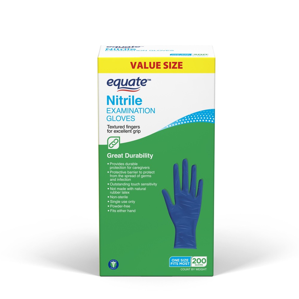 Durable Nitrile Exam Gloves One Size 200 Count Box