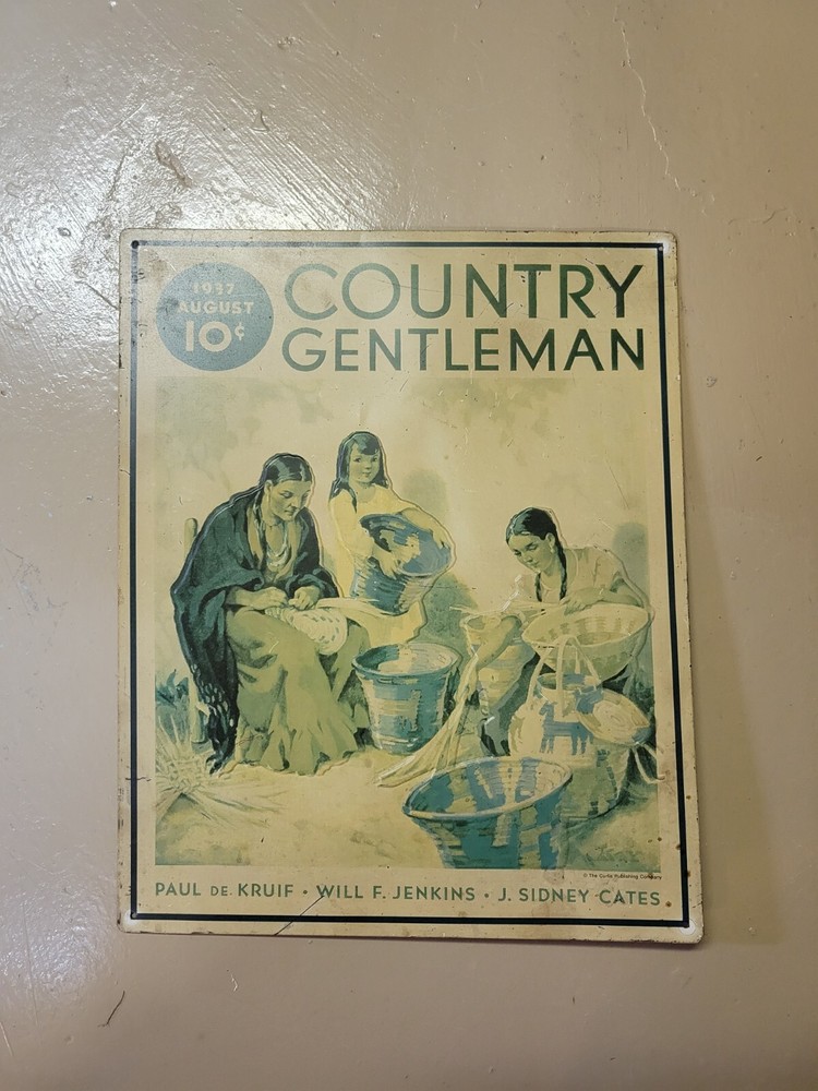 Rare Vintage August 1937 Metal Ad Poster from Country Gentleman Magazine
