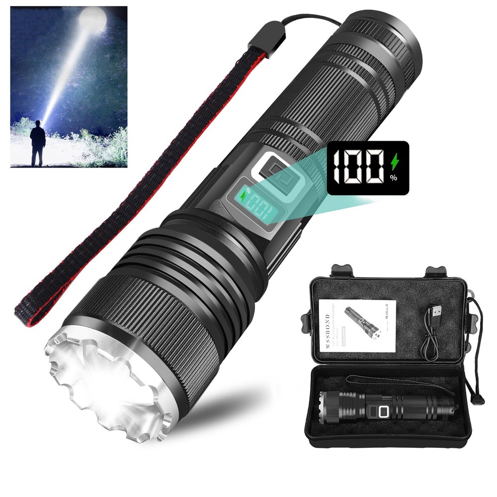 Rechargeable Flashlights High Lumens, 30000lm Super Bright&Long-Range Flashli...