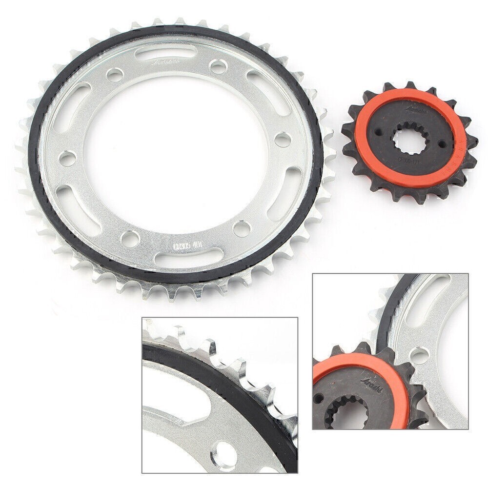 Rubber Cushioned 17T Front  & Rear Sprocket 40T For Suzuki GSXR1300 1999-2007