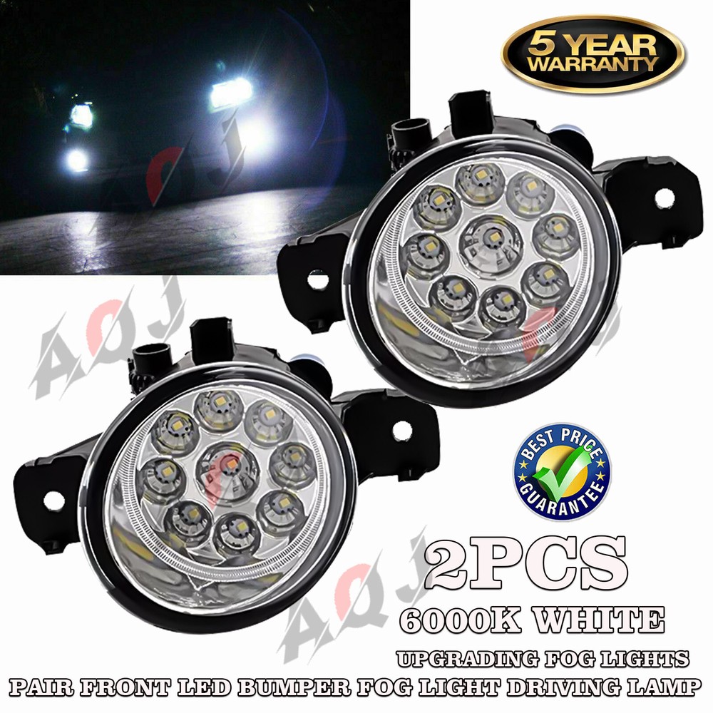 2x New Bumper White LED Fog Light Lamp Driver For NISSAN PATHFINDER 2013-2016