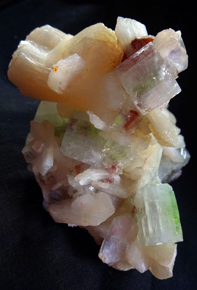 Vibrant Light Green Apophyllite Cubes with Stilbite Cluster Mineral Specimen 28.2g